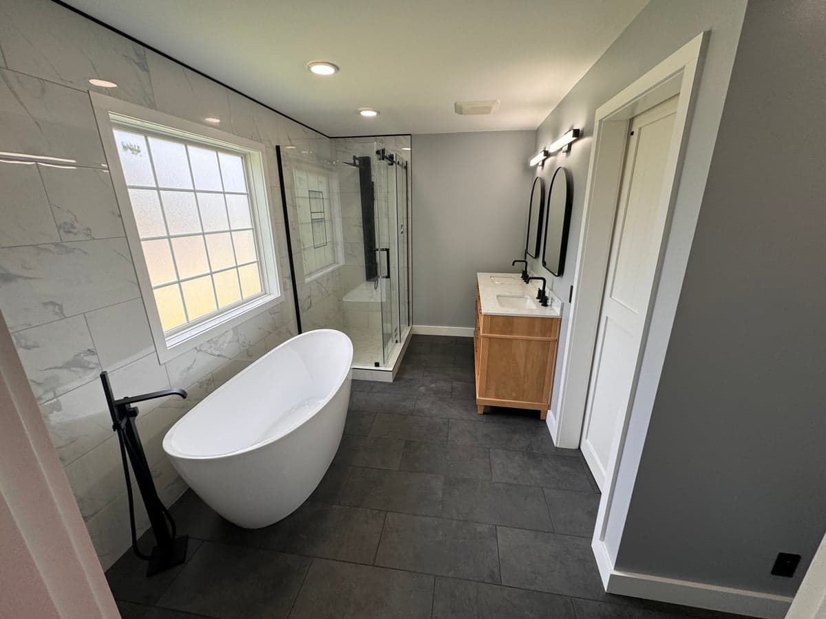 full bathroom remodel with freestanding tub and walk-in tile shower in Clarksville, TN by JM Home and Property Services (5)