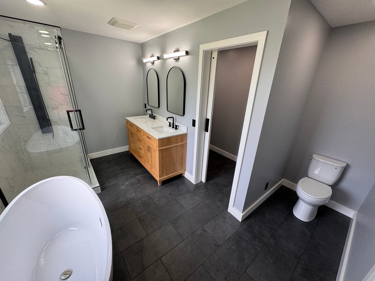 full bathroom remodel with freestanding tub and walk-in tile shower in Clarksville, TN by JM Home and Property Services (8)
